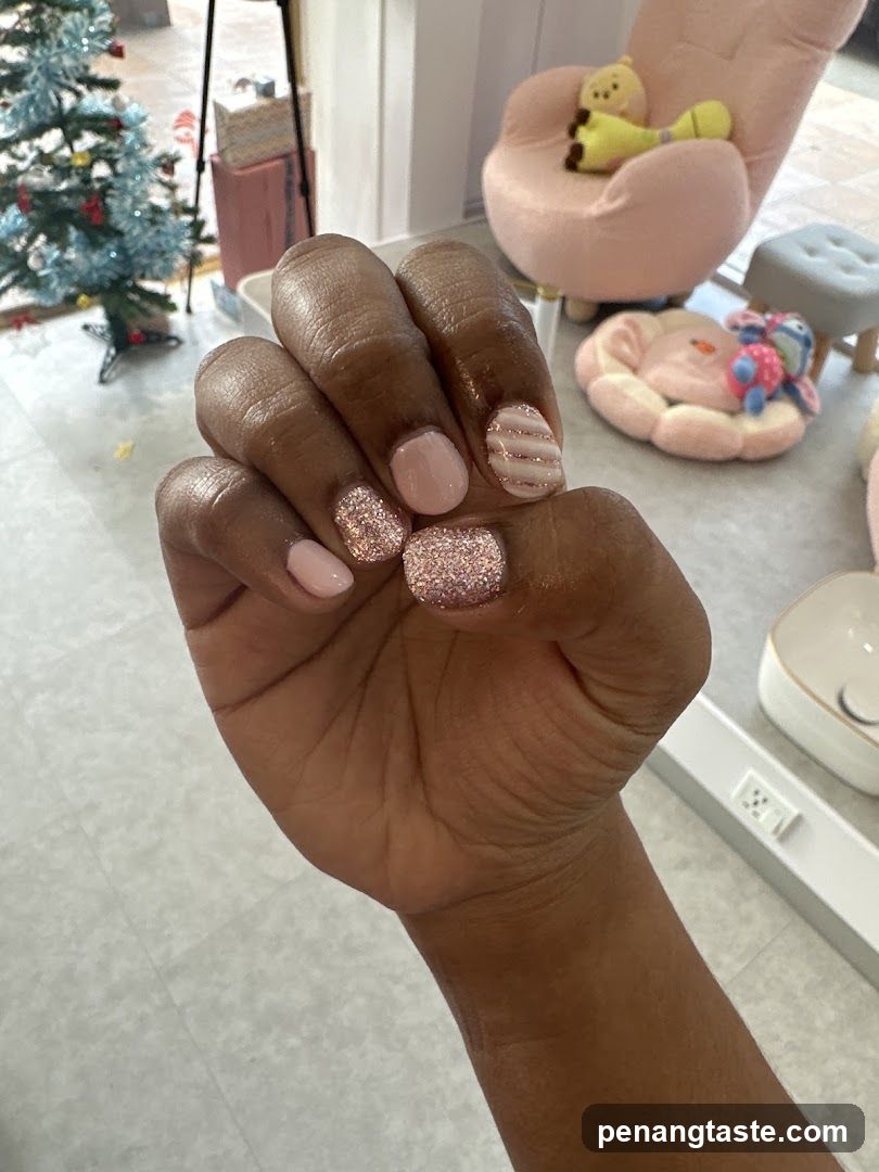 Hand with Nail Art in Interior Space