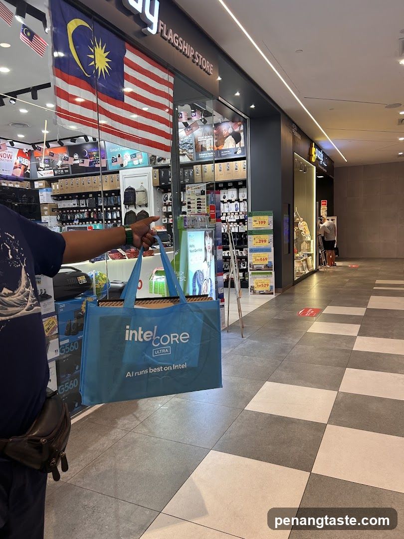 Interior of electronics store