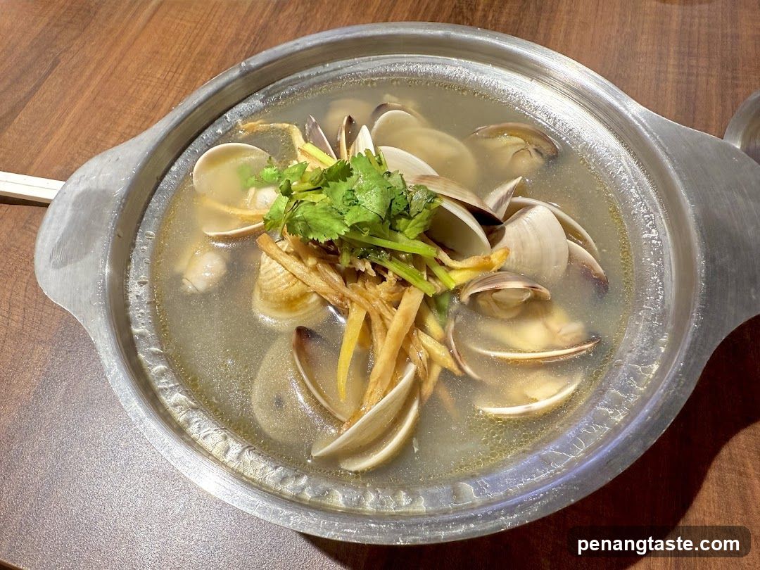 Clam Soup in Metal Pot