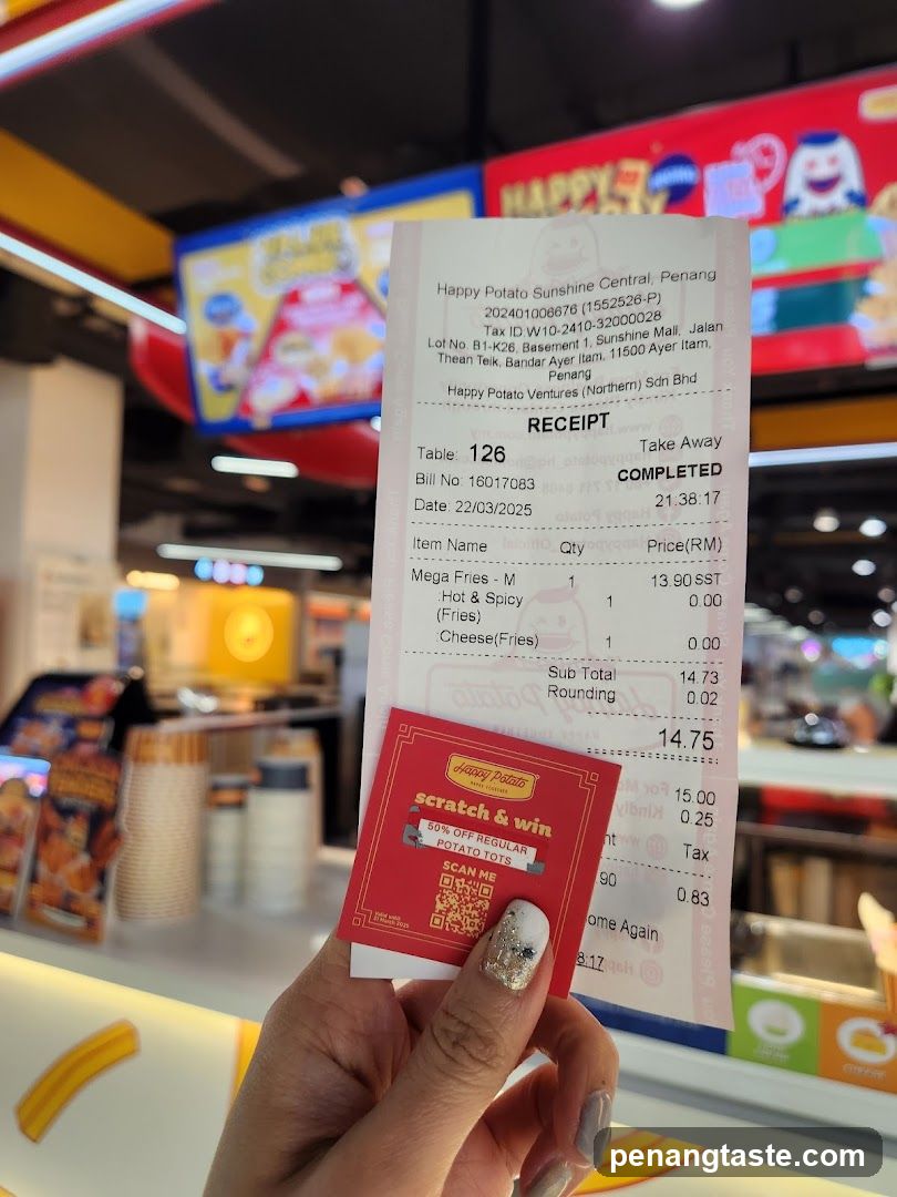 Happy Potato Sunshine Central Receipt