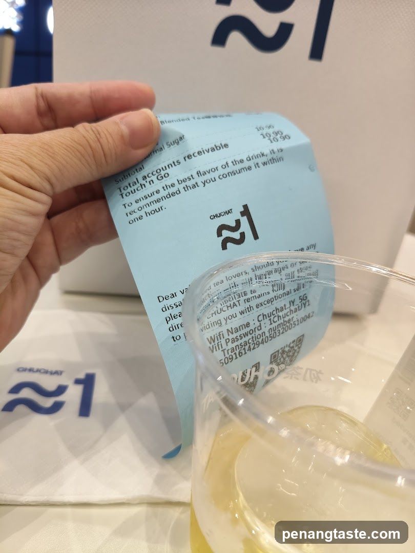 Chuchat 21 Receipt and Beverage