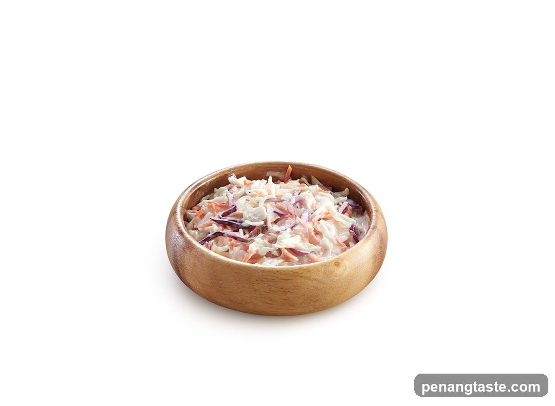 Coleslaw in wooden bowl