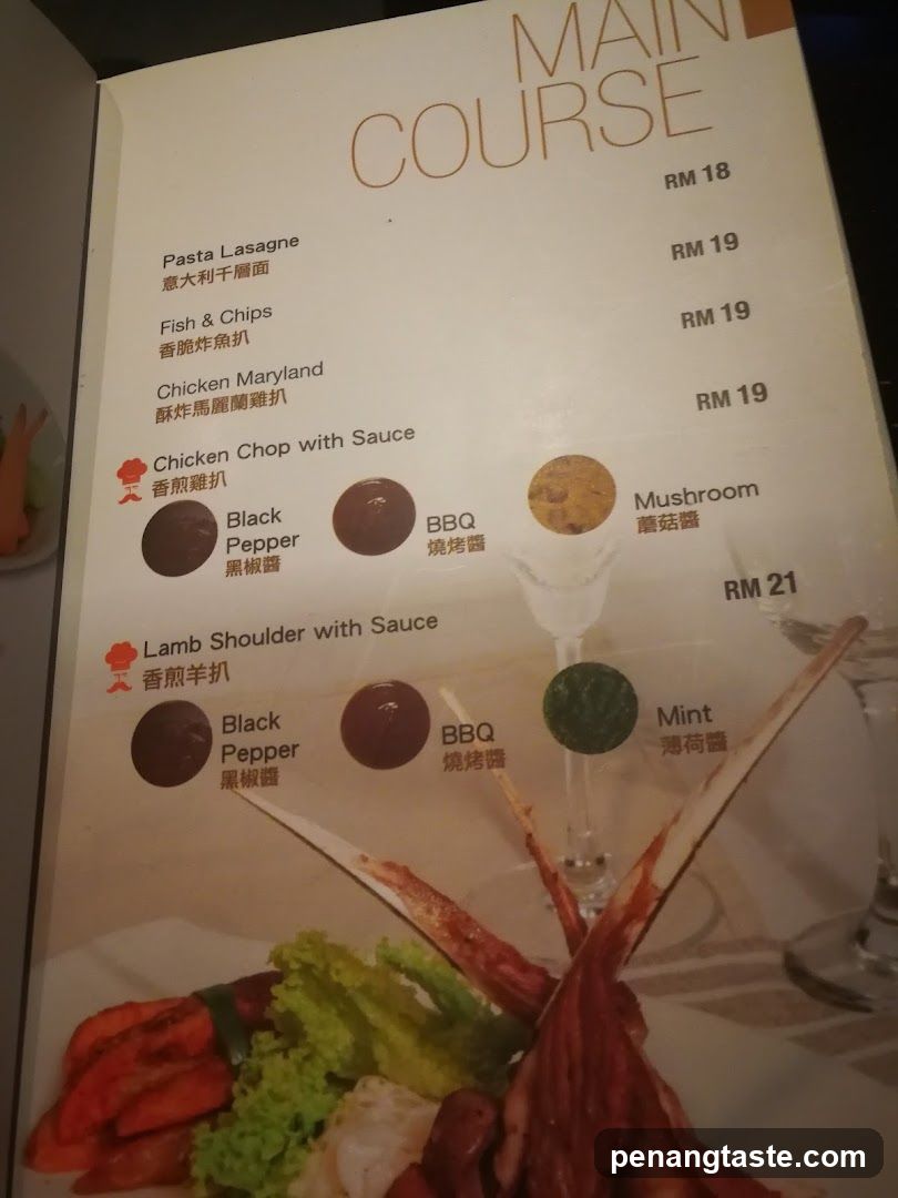 Main Course Menu