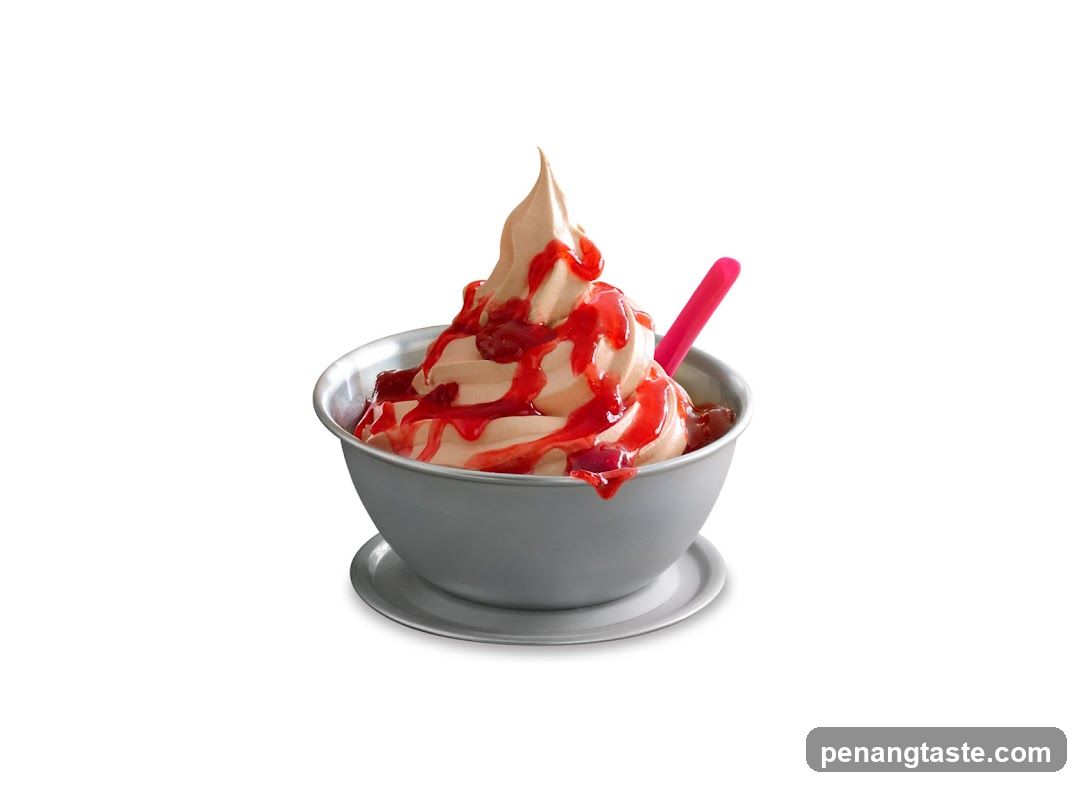 Soft Serve Ice Cream with Strawberry Drizzle