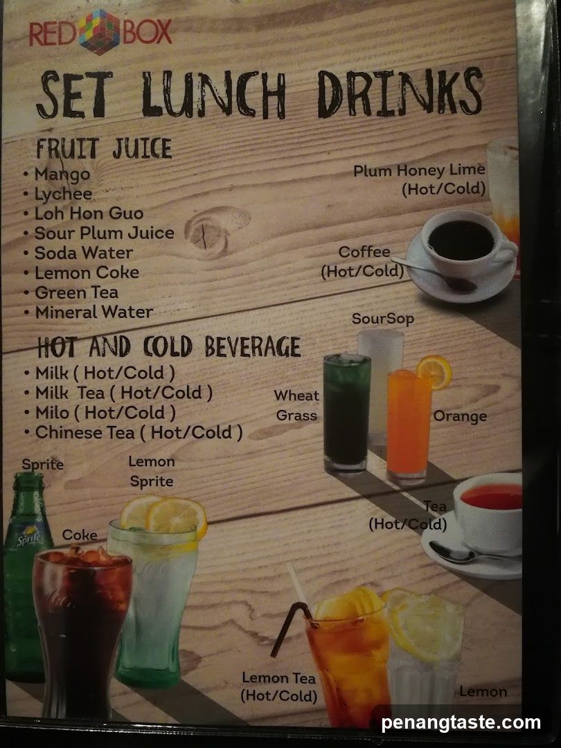 Red Box Set Lunch Drinks Menu