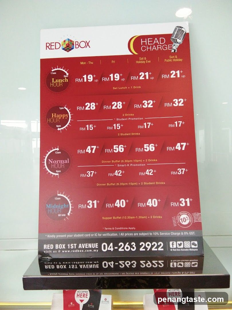 Red Box Head Charge Menu Board
