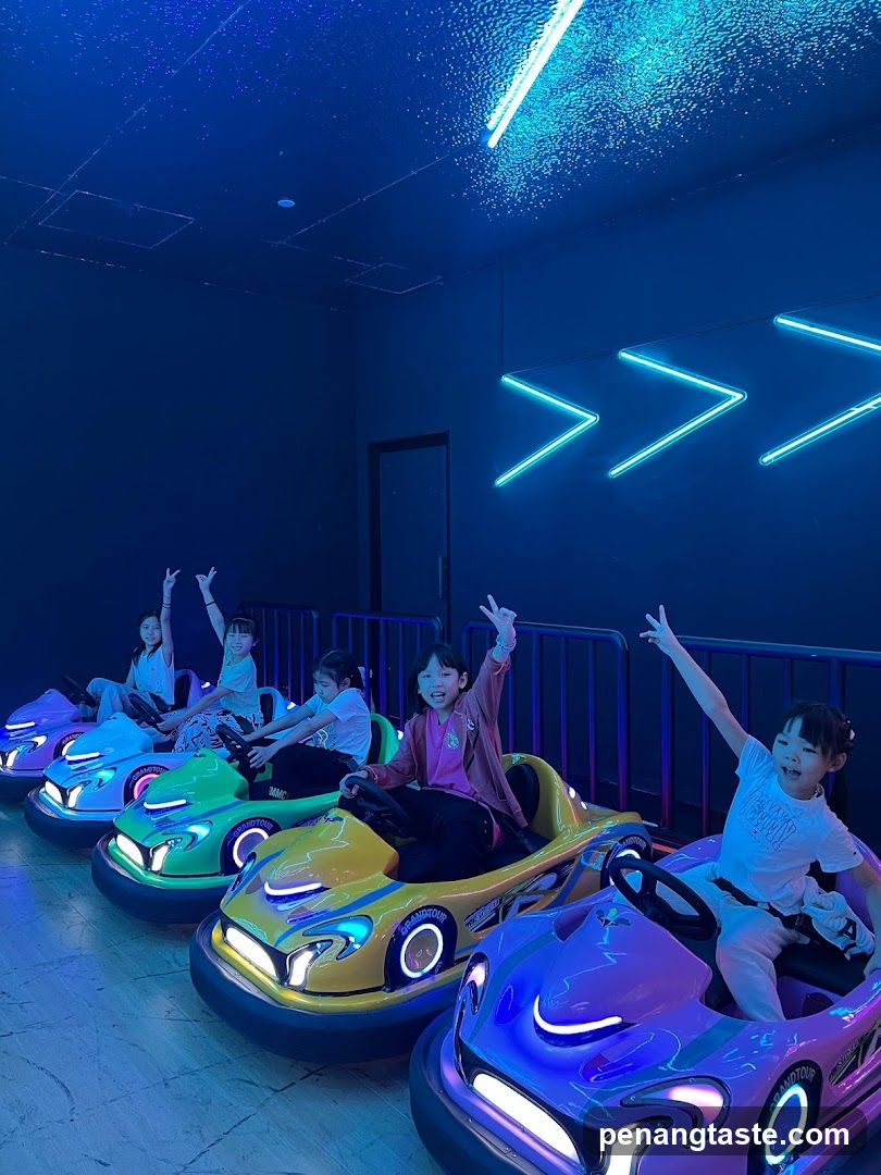 Children in bumper cars at an indoor amusement area