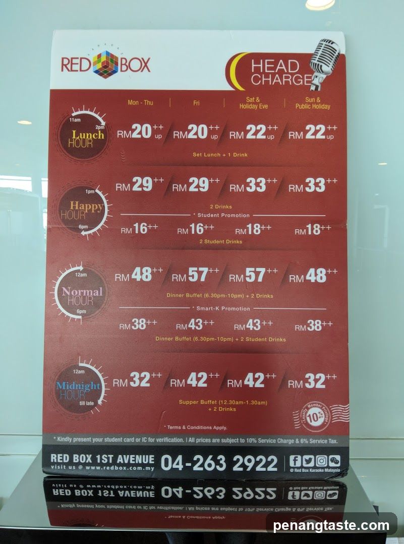 Red Box Head Charge Menu Board