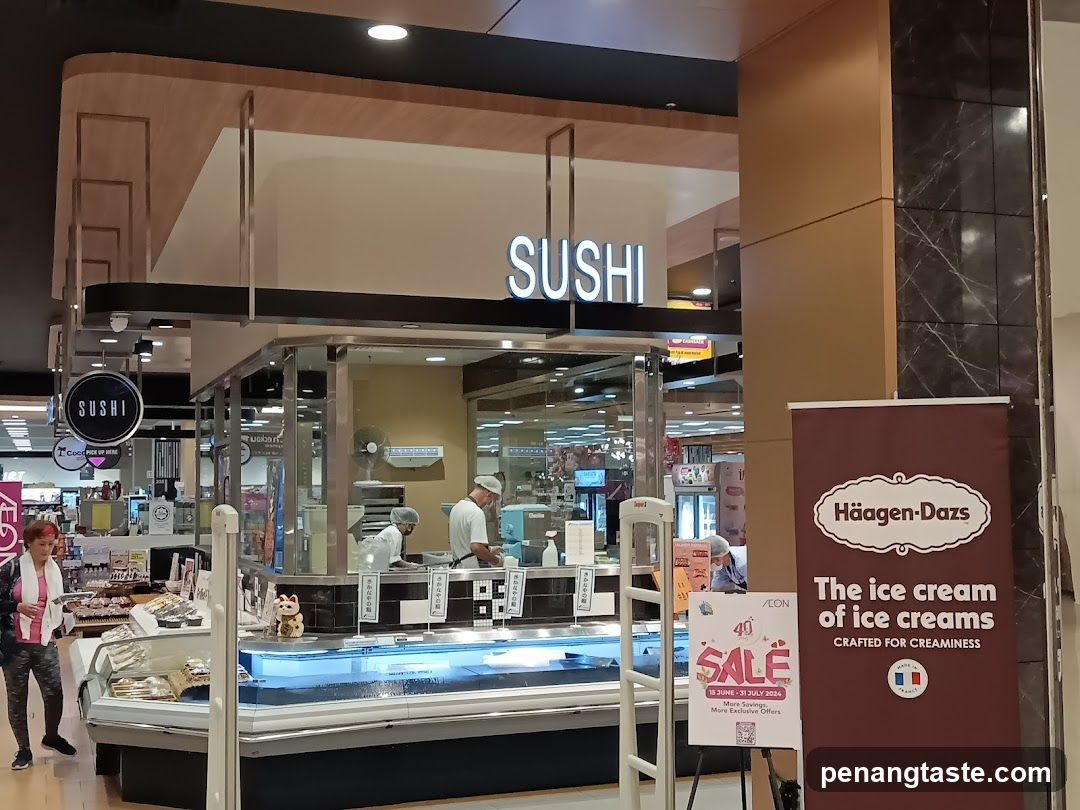 Sushi stall in shopping mall