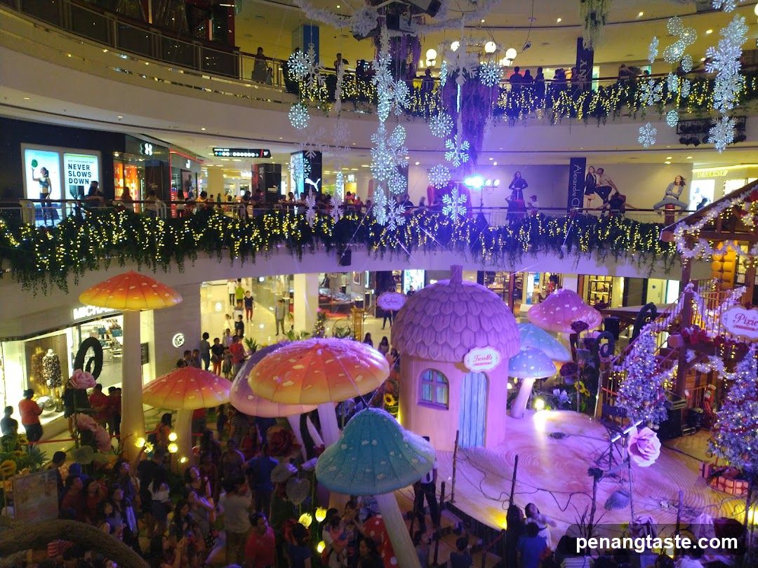 Shopping Mall Interior with Holiday Decorations