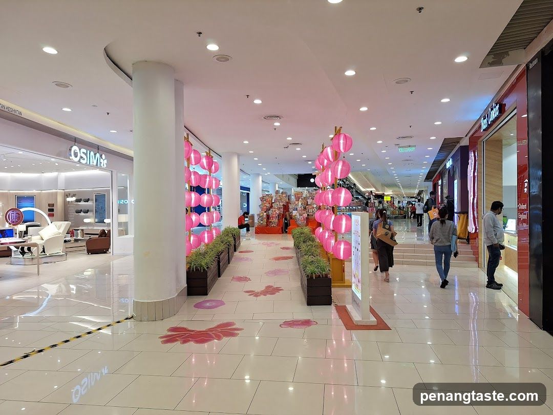 Shopping Mall Interior with Decorative Lanterns