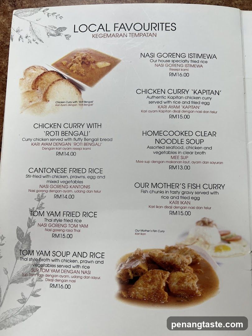 Local Favourites Menu