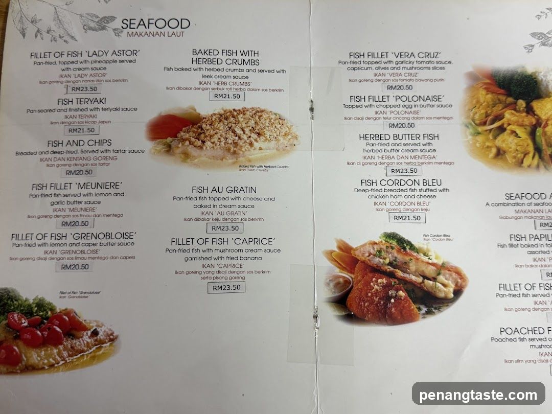 Seafood Menu
