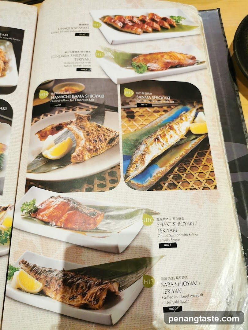 Grilled Fish Dishes Menu Section