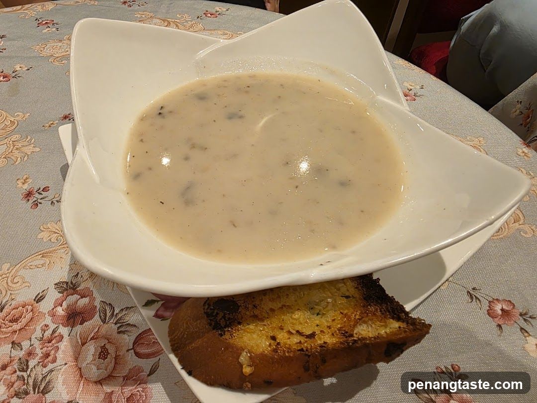Soup and Toast on Table