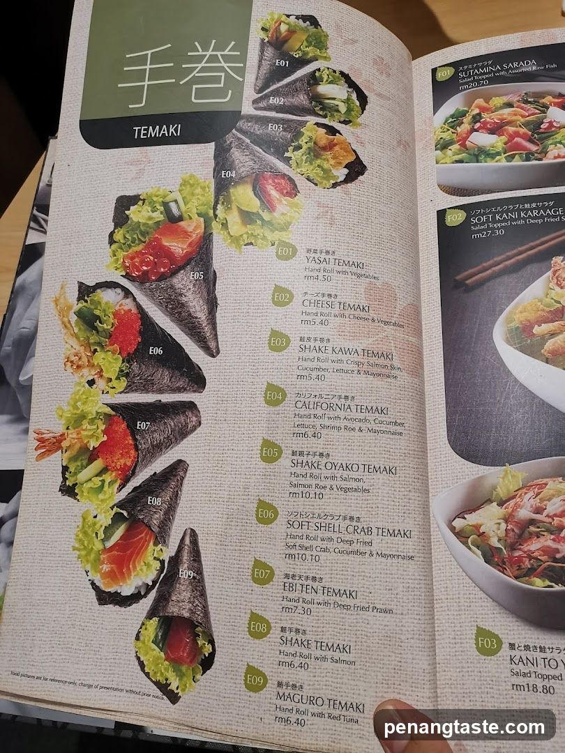 Temaki Hand Rolls Menu