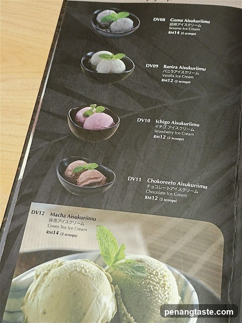 Ice Cream Menu