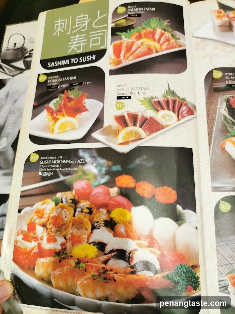 Sashimi to Sushi Menu Section