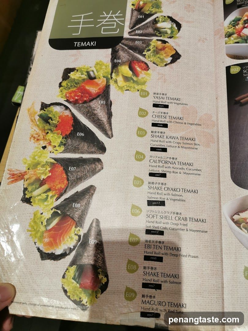 Temaki Hand Rolls Menu