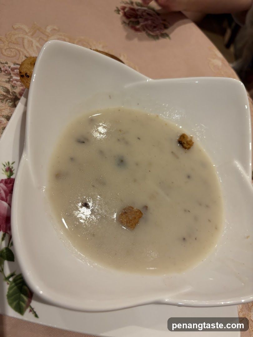 Soup in a white bowl