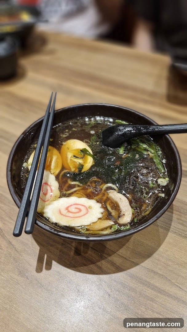 Ramen bowl on wooden table