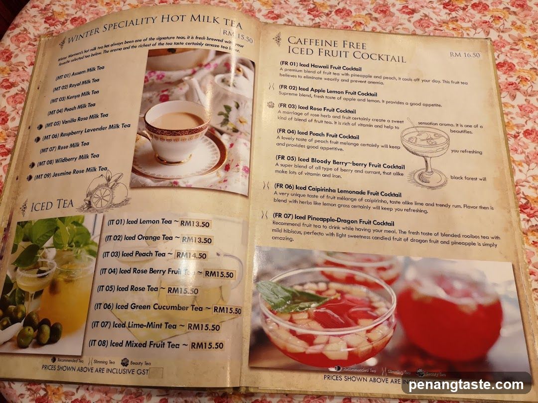 Tea and Iced Fruit Cocktail Menu