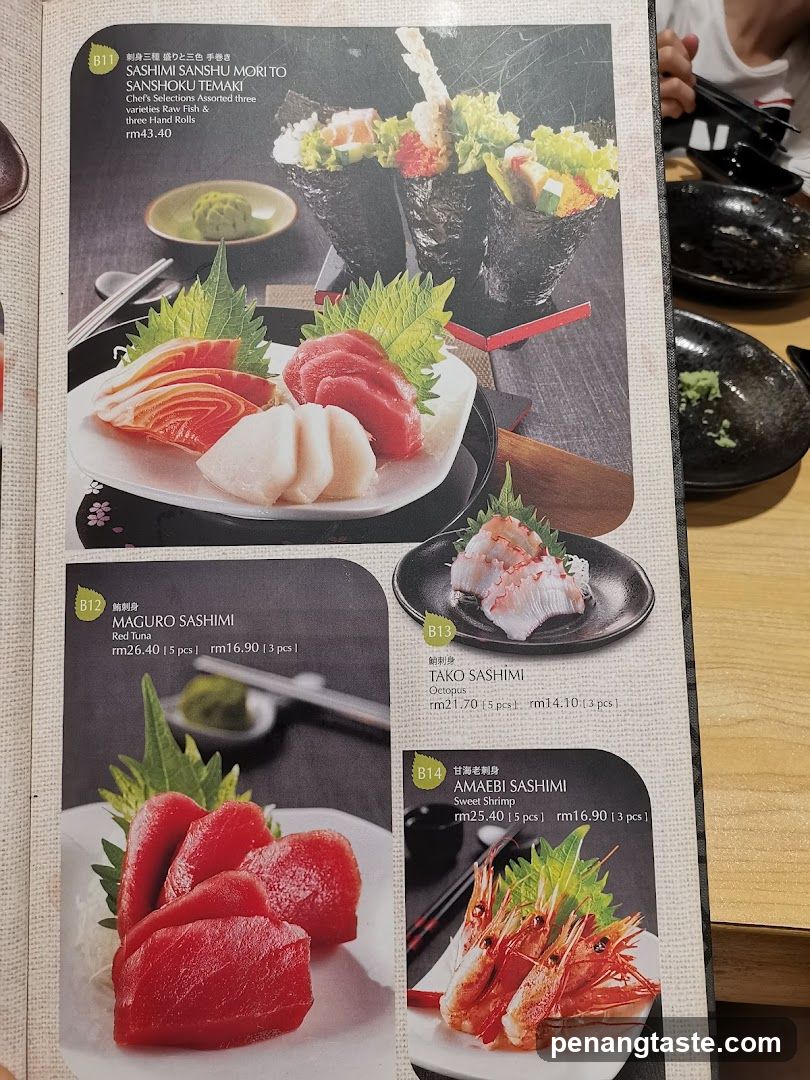 Sashimi Selections Menu