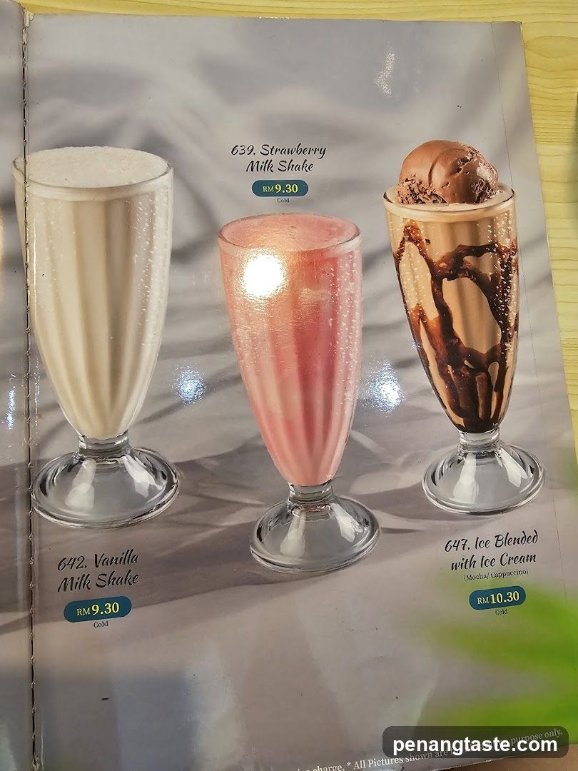 Milk Shakes Menu Section
