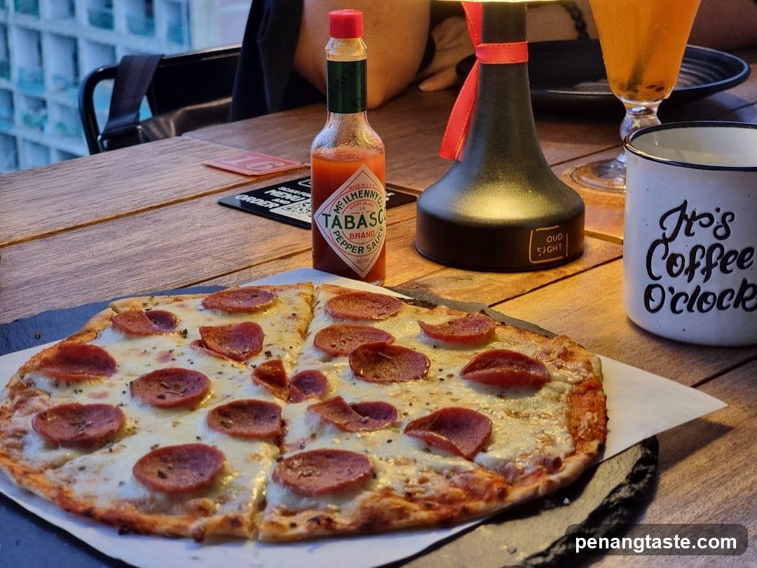 Table Setting with Pizza and Drinks