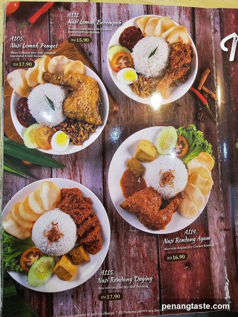 Nasi Lemak Menu Page