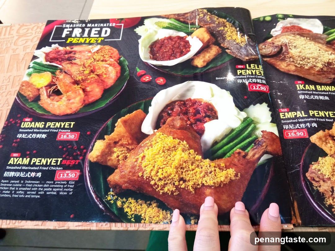 Smashed Marinated Fried Penyet Menu