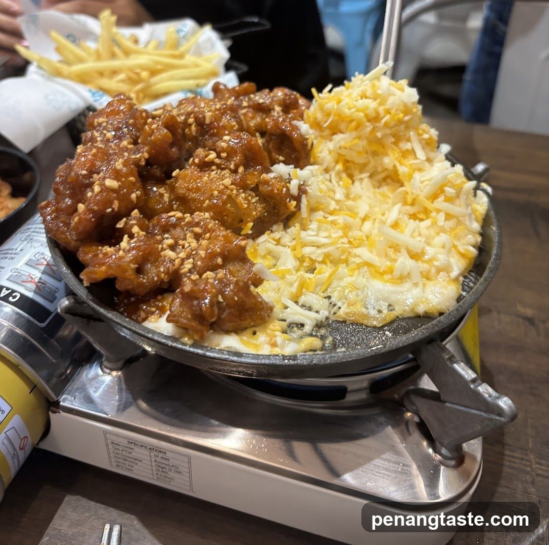Food dish on portable stove