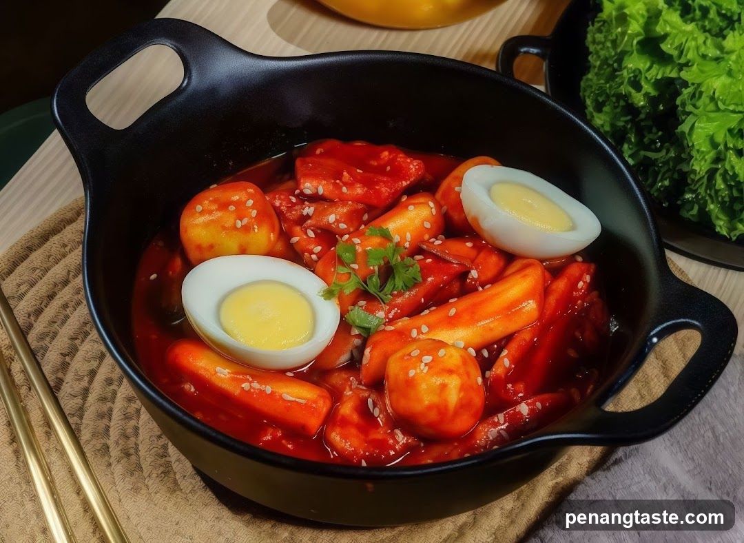 Tteokbokki in a black pot