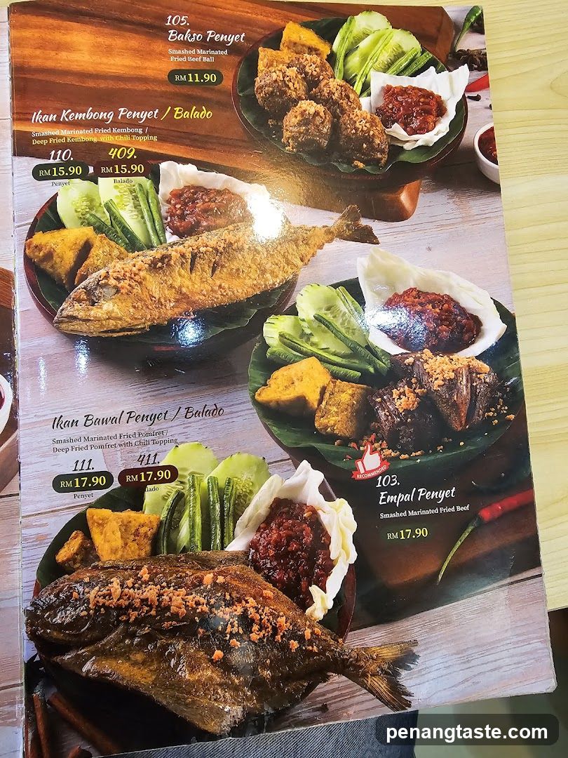 Penyet Menu Page