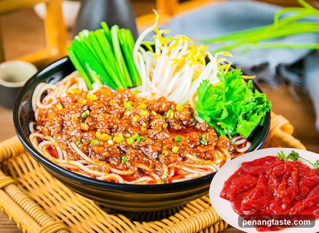Noodle Dish with Garnishes