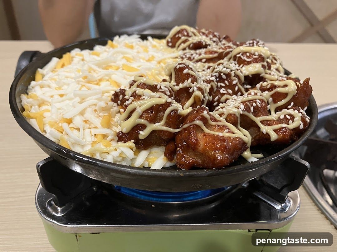 Food dish on portable stove