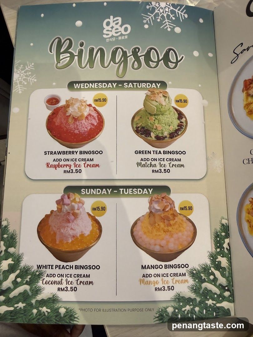 Bingsoo Menu at da seo