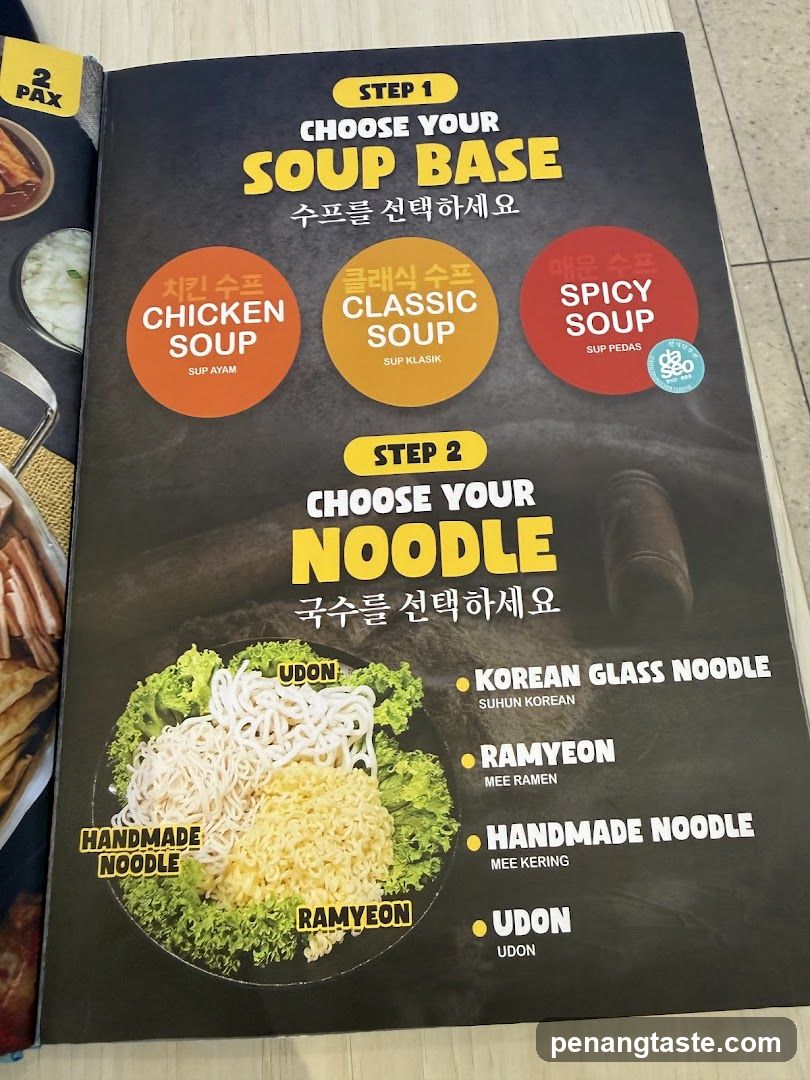 Soup Base and Noodle Selection Menu