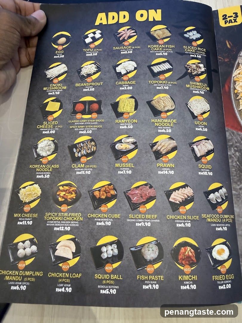 Add On Menu