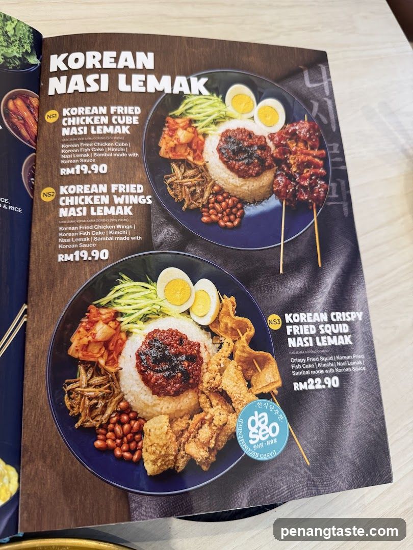 Korean Nasi Lemak Menu