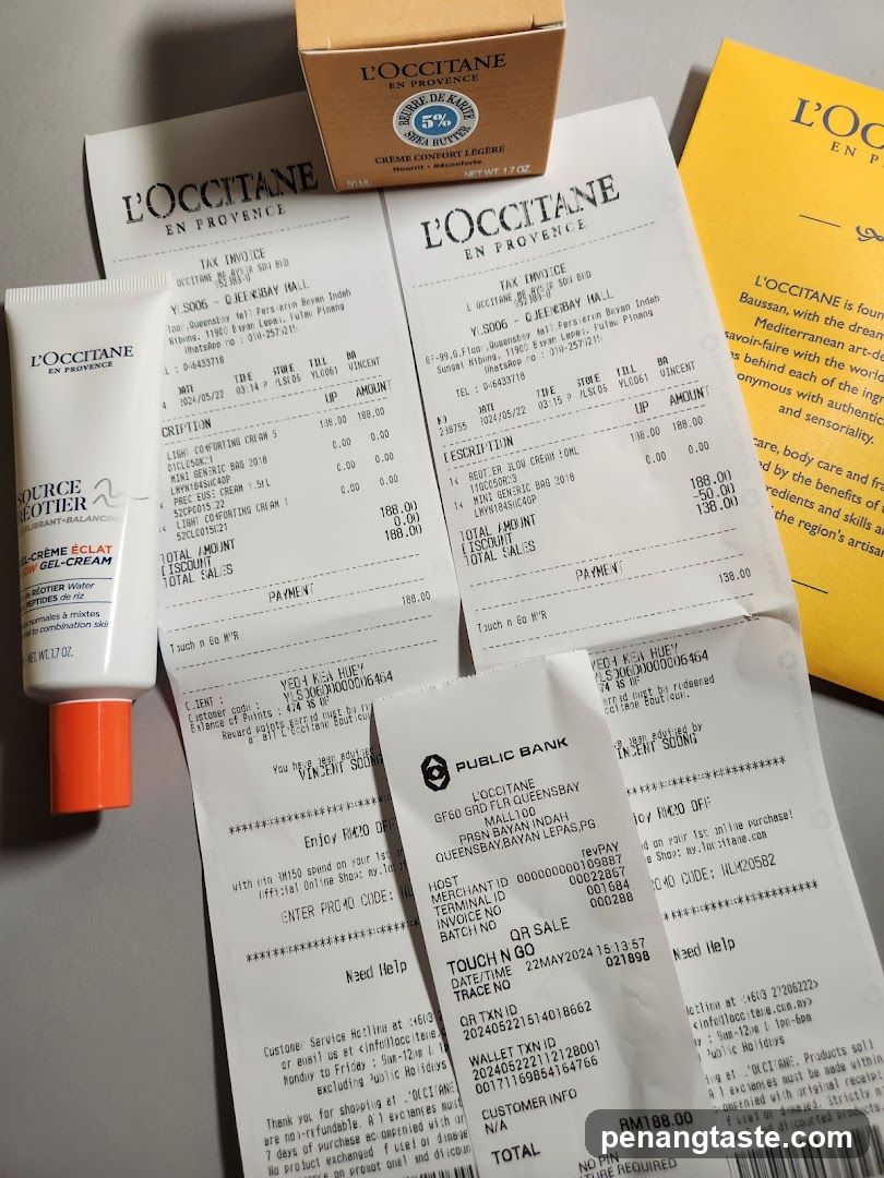 L'Occitane en Provence Receipts and Product