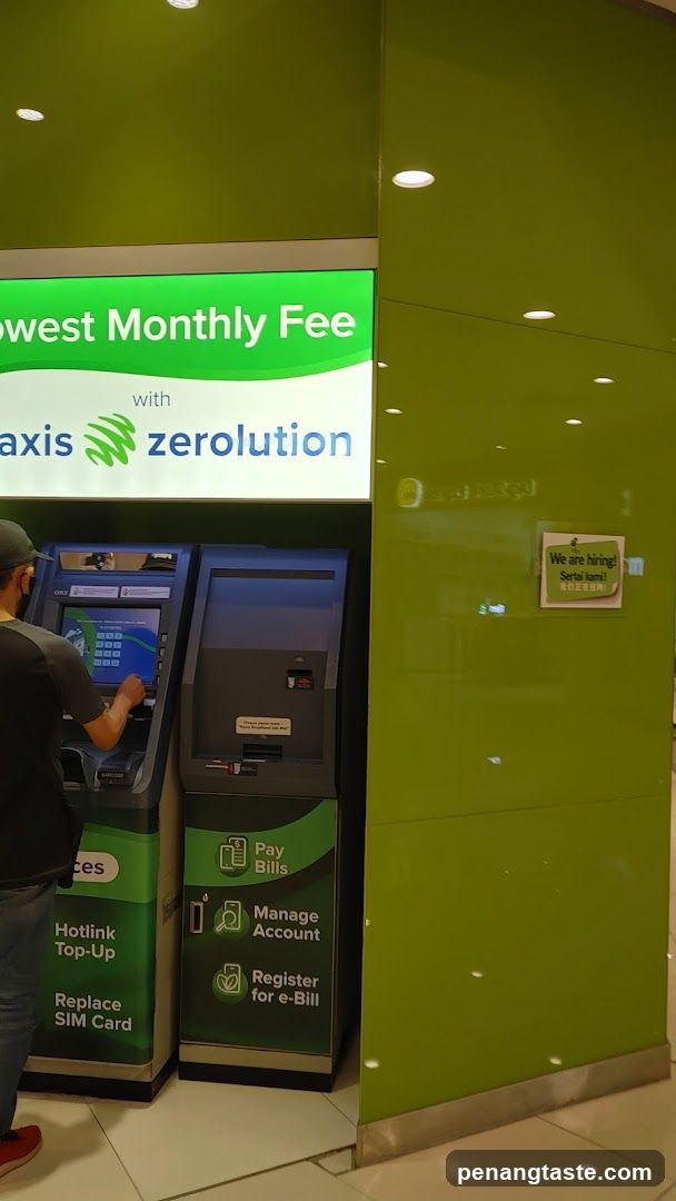 ATM kiosk with promotional signage