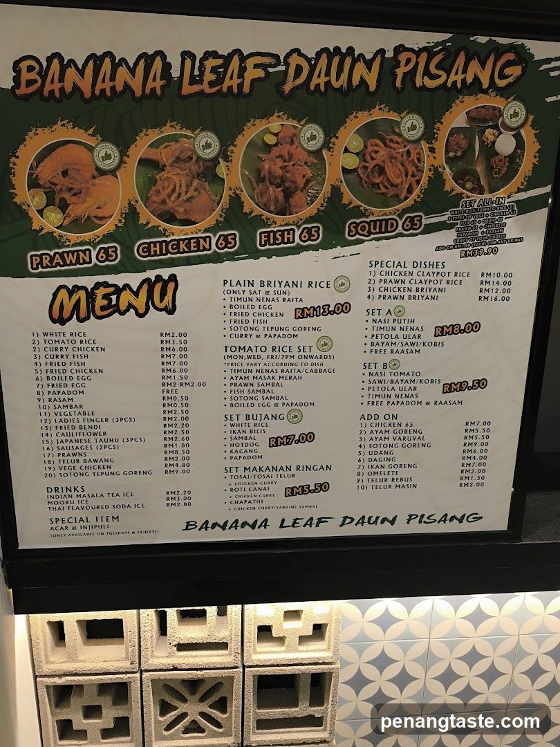 Banana Leaf Daun Pisang Menu