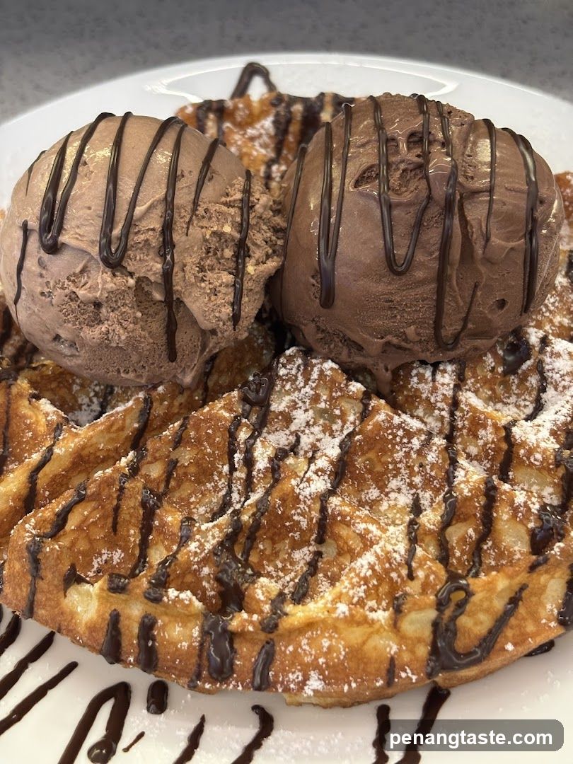Chocolate Waffle with Ice Cream