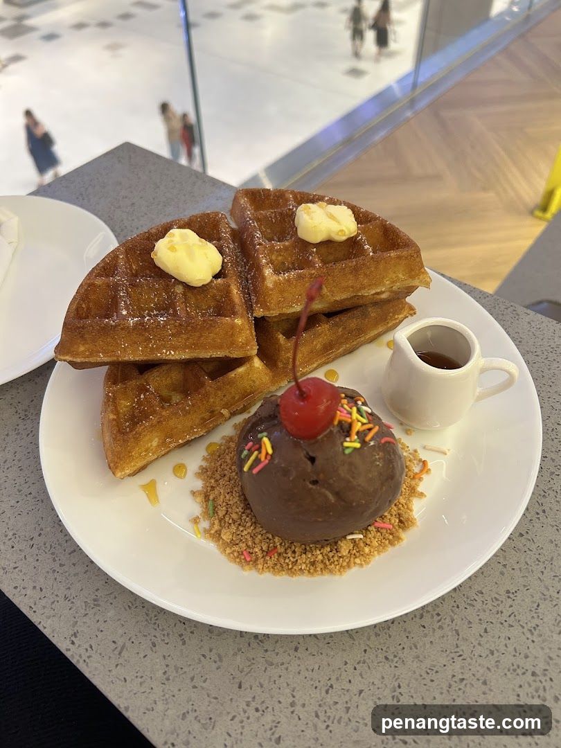 Waffle and Ice Cream Dessert