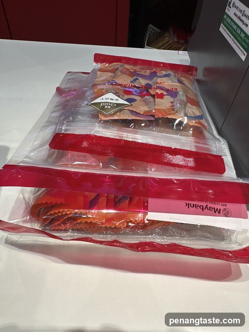 Packaged snacks on counter