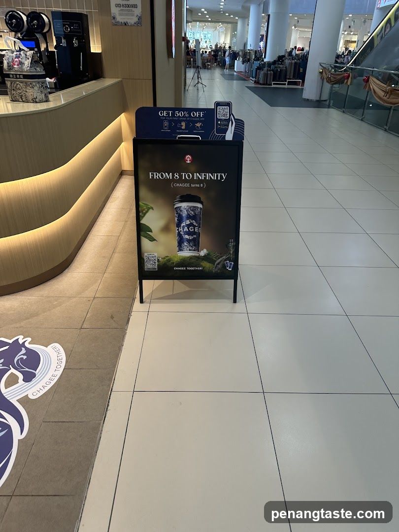 Chagee promotional stand in shopping mall