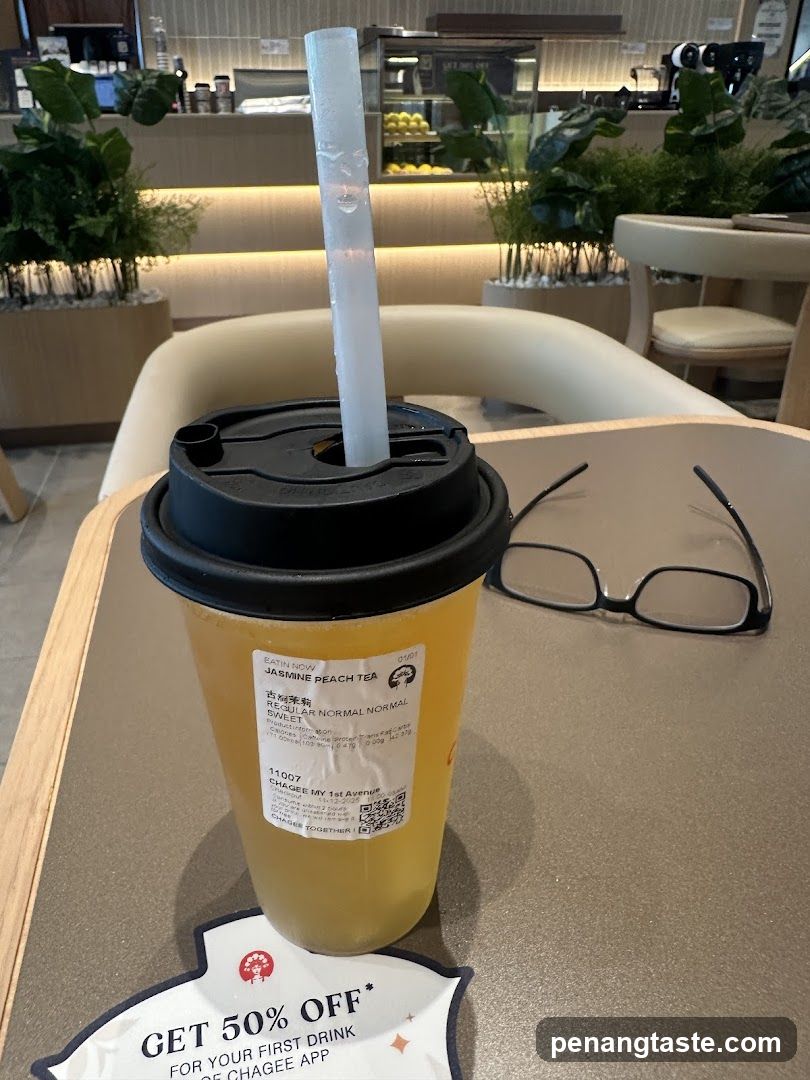 Chagee Beverage in Café Interior
