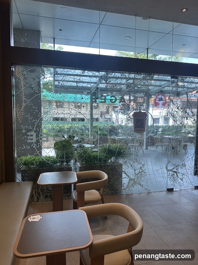 Interior view of café entrance
