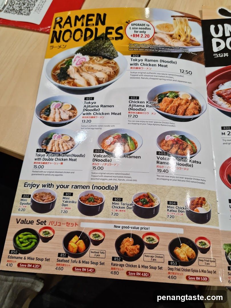 Ramen Noodles Menu